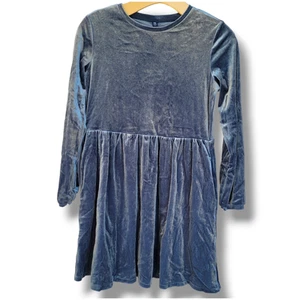 UNIQLO girls blue soft velvet long sleeves dress - size 11/12 - Picture 1 of 8