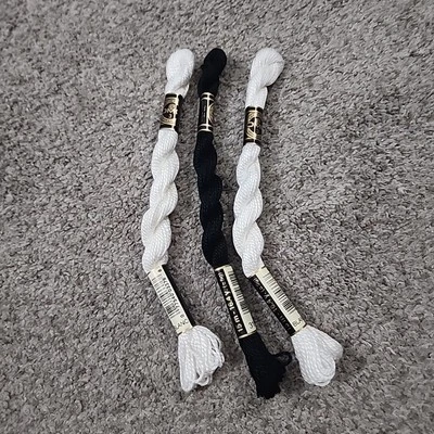 dmc thread needlepoint, Cotton Perle, size 3  Black And White 15m 16.4y (Q2) - Image 1 of 3