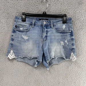 Judy blaue Damenshorts 27 Spitze distressed zerrissen dehnbar Denim Jeans J5 - Bild 1 von 7