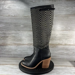 Loeffler Randall Women’s Black White Tall Knee High Boots Size 7.5 - Picture 1 of 8