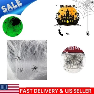 Halloween Glow Spider Webs Spider Webbing Fake Spiders Home Party Decorations - Picture 1 of 7