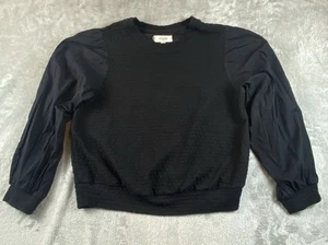 Porridge Anthropologie Gr. Large strukturiertes Sweatshirt schwarz Puffärmel - Bild 1 von 8