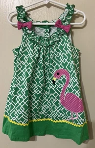 Vestido Solero Niños Cuartel General Niñas Talla 6 Vestido Verde Rosa Flamenco Lazo - Imagen 1 de 5