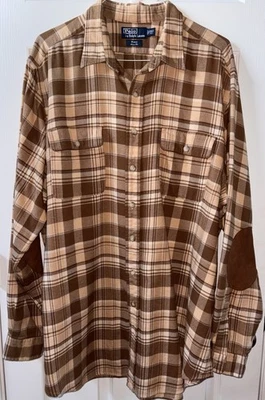 2XLT Vintage Polo Ralph Lauren Whitfield Shirt Mens Plaid Flannel Elbow Patches - Image 1 of 4