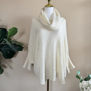 Wooden Ships Wolle/Mohair Wasserfallausschnitt Poncho Damen S/M Vanille Creme Dolman Ärmel - Bild 1 von 11