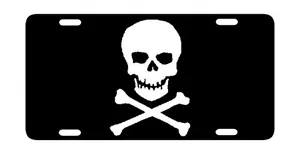 PIRATE SKULL AND CROSSBONES LICENSE PLATE AUTO TAG - Picture 1 of 1