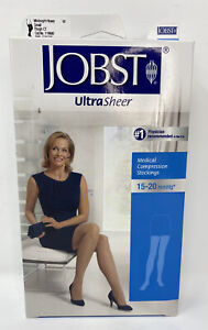 JOBST UltraSheer Lace Silicone Top Band Thigh Highs 15-20 Midnight Navy Small
