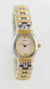 Pulsar Mujeres Reloj Acero Inoxidable Plata Oro Resistente Al Agua Beige Batt - Imagen 1 de 3