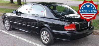 Ajuste: Hyundai Sonata 2002-2005 6 piezas cromo pilar poste moldura acero inoxidable Foto 1 de 2