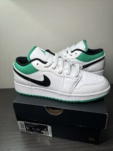 Nike Air Jordan 1 Low GS White Lucky Green Size 5Y Youth, 6.5 Women (553560-129) - Picture 1 of 8