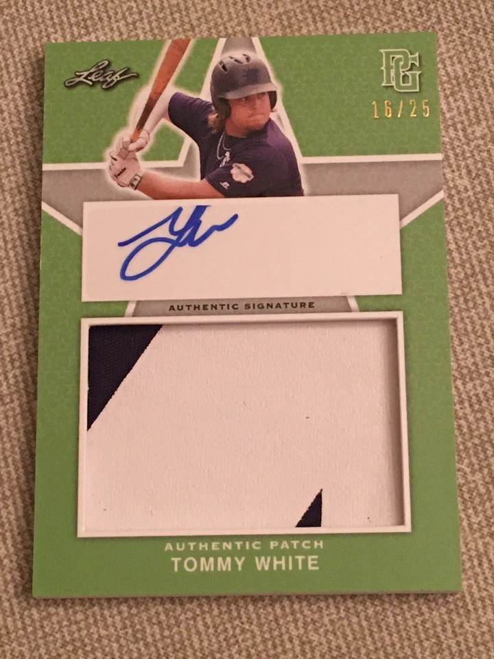 TOMMY WHITE 2020 Leaf Perfect Game AUTO Game-Worn Jersey Patch #16/25 LSU A'S - Image 1 of 4