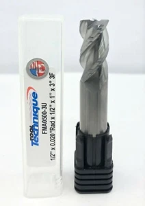 1/2" Carbide Endmill 3 Flute for Aluminum Finishing .020" Rad (CB3-M) - Picture 1 of 4