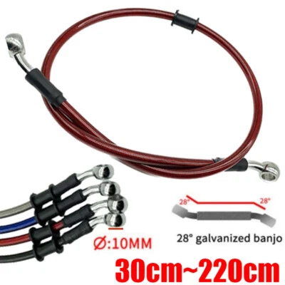 30cm-220cm Motorrad Dirt Bike Hydraulik Bremsleitung Leitung Kabel 10mm Banjo rot - Bild 1 von 4