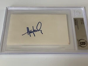 Huey Lewis Sänger Musiker signed Autogramm Karteikarte BAS Beckett - Bild 1 von 1
