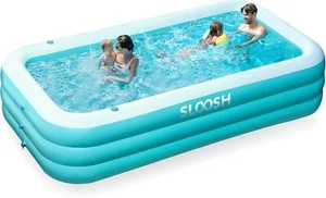 Inflatable Swimming Pool with Seats, 120" x 72" x 22", Durable Family Pool, Cyan - Picture 1 of 24