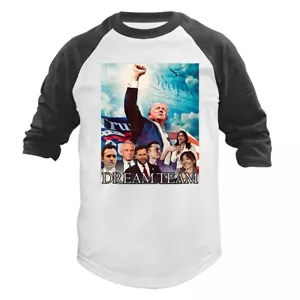 Donald Trump Rally 2024 Campagna Politica Dream Team Manica 3/4 Raglan - Foto 1 di 10