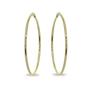 Gold Flash Stainless Steel 2x50mm Large Round Hoop Earrings - Picture 1 of 6