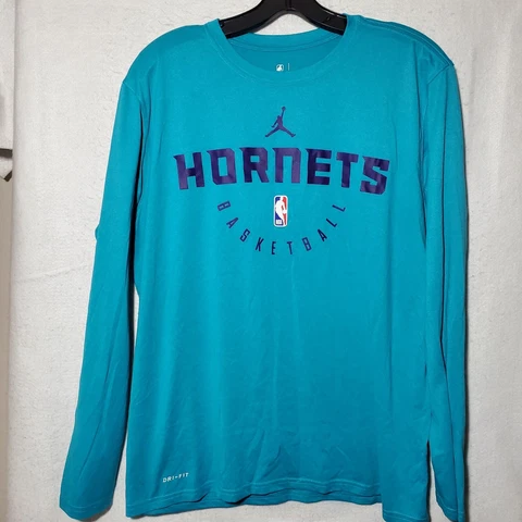 Charlotte Hornets Basketball Long Sleeve T-Shirt Teal Nike Size Large NBA Cover