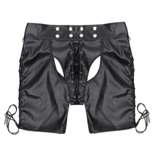 Herrenshorts sexy offene Hintern Leder Boxershorts Hosen Bikini Unterwäsche Dessous - Bild 1 von 9