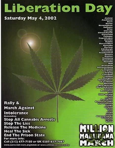 LIBERATION DAY/Million Marijuana March/Rally handbill May 4, 2002 cures-not-wars - Picture 1 of 2