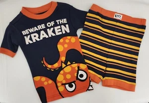 Lazy One Kids Pajama 2 Piece Set "Beware of the Kraken" SS Shirt & Shorts. PJ's. - Picture 1 of 8