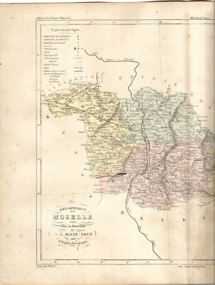 Grande Gravure XIXème 38 cm X 28.Département de La Moselle. - Photo 1/2