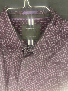 Cactus Man Ricky Singh Black & Purple geometric print button down shirt Large - Picture 1 of 5