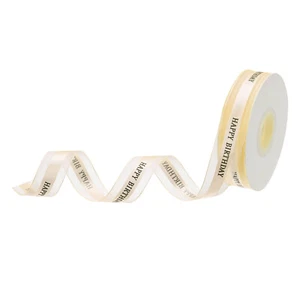 1 Inch Happy Birthday Satin Ribbon 50 Yards Orange Yellow Ribbon Bow Decoration - Picture 1 of 6