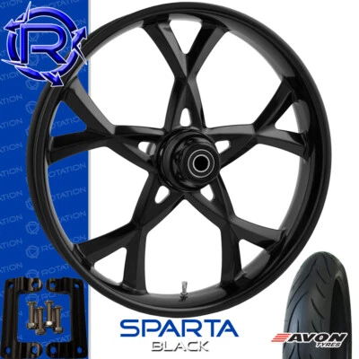 Rueda de motocicleta Rotation Sparta negra paquete Kawasaki Vaquero Vulcan 21" Foto 1 de 3