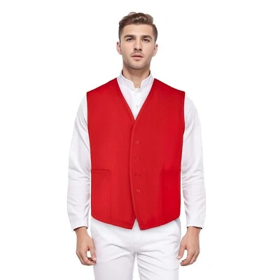 TOPTIE Two Pocket Unisex Vest Button Up Waistcoat Volunteer Work Vest Red Small - Image 1 of 4