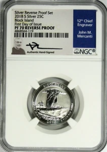 Silver Washington Quarter NGC PF70 Reverse 2018-S GA5-19 Block Island, Mercanti - Picture 1 of 2