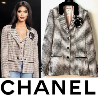 Chanel 2002 Vintage Pink Tweed Jacket 34 36 38 2 4 6 Coat Camellia Pin Top S M - Image 1 of 4