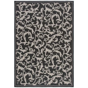 SAFAVIEH Indoor Outdoor CY2653-3908 Courtyard Black / Sand Rug - Picture 1 of 29
