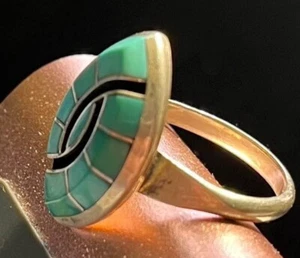 Old Zuni Native American Turquoise Hummingbird Ring Size 7 1/2 - Picture 1 of 4