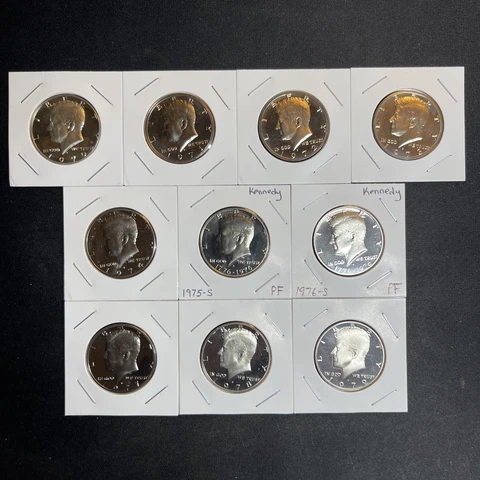 1970-1979 S Kennedy Half Dollar Gem DCam Proof Run 10 Coin Set CN-Clad US Mint Cover