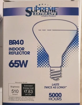 Satco 58521 65 Watt BR40 Indoor Reflector Bulb ~ 510 Lumens ~  5000 Hours - Image 1 of 2