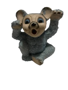 Vintage Korallen Zucker glasiert Bär Keramik Figur blau Made Japan - Bild 1 von 3