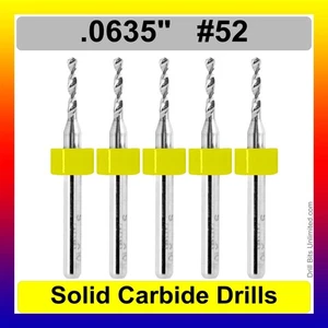 Brocas de carburo sólido de .0635" #52 CINCO piezas - vástago de 1/8" grado premium R/S - Imagen 1 de 6