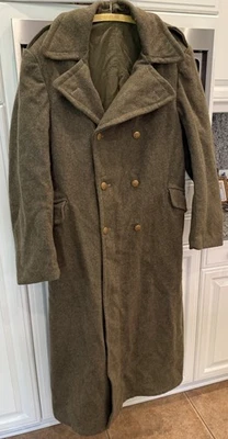 Jaqueta masculina 1950 exército belga grande lã verde rampart leão fígado botão casaco - Imagem 1 de 4