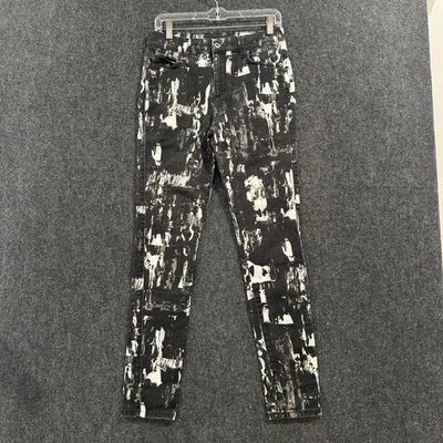 Pantalones de mezclilla para mujer McQ Alexander McQueen 27 negros blancos ajustados Italia estampado abstracto Foto 1 de 4