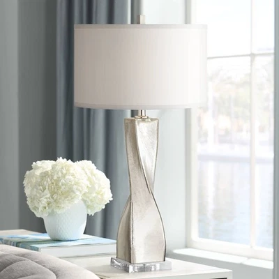 360 Lighting Silver Twist 32 1/4" Crackle Mercury Glass Table Lamp - Image 1 of 4