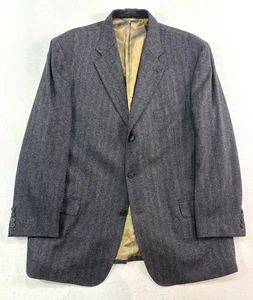 Ibiza 46R 100% Cashmere blazer jacket sport suit coat charcoal gray herringbone - Picture 1 of 10