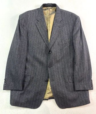 Ibiza 46R 100% Cashmere blazer jacket sport suit coat charcoal gray herringbone - Image 1 of 4