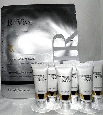 REVIVE BRIGHTENING SERUM & MASK SET - 6 x 5ml / .169 oz. 30ml TOTAL - NEW - Image 1 of 3
