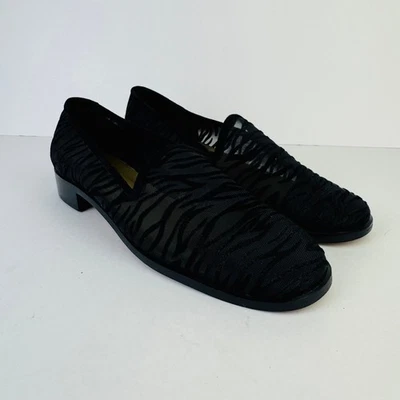 Mocasines vintage Yves Saint Laurent de malla negra cebra hechos en Italia para mujer talla 7 Foto 1 de 4