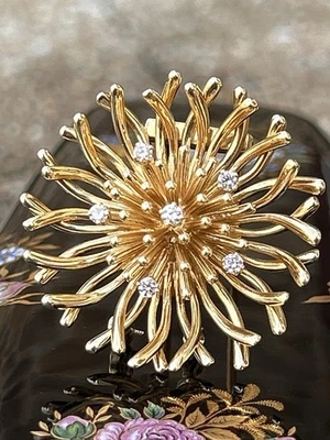 Tiffany & Co 14K Gold Diamond Anemone Sea Coral Reef Brooch Pin 19.6 Grams #ed - Image 1 of 4
