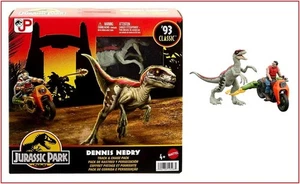 Jurassic World Dennis Nedry MOTOCICLETA Track Chase Pack + Raptor Dinosaur🌟NUEVO🌟 - Imagen 1 de 10