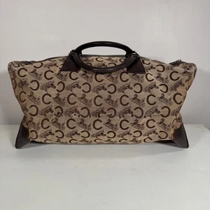 Celine Macadam Horse Carriage Canvas Leather Trim Duffel Bag Tote - Picture 1 of 9