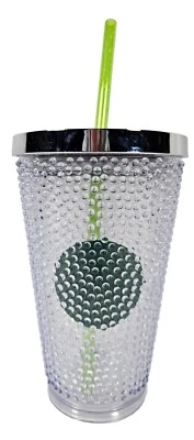 STARBUCKS Frappuccino Crystal Silver Hobnail Bump Green Dot Cold Cup 16Oz Grande Foto 1 de 4