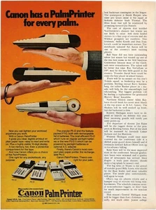 Vintage Printwerbung Canon Palm Printer - Canon hat einen für jede Handfläche - Dez 1981 - Bild 1 von 5